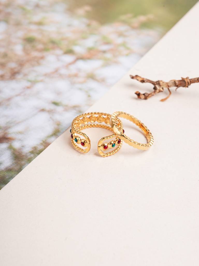 Palmonas Heart Enamel Ring Set For Women - Waterproof & Anti-Tarnish : RG-SET-003