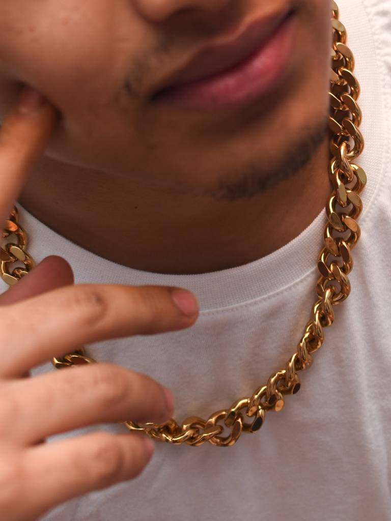 Chunky Gold Statement Chain 15Mm Â 18K Gold Plated Stainless Steel : MATC574GCC