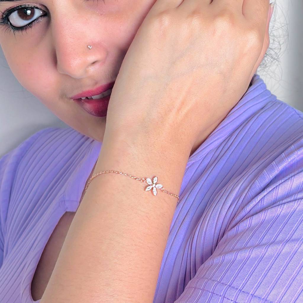 925 Silver Rosegold Blossom Bracelet : IS-BR-CH-1146