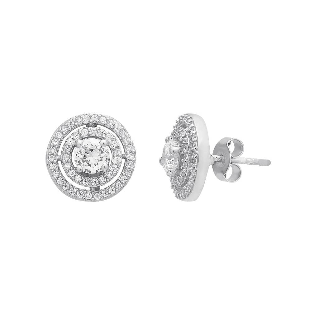 Radiant Circles 925 Sterling Silver Rhodium-Plated Earrings : EAR-20780-R