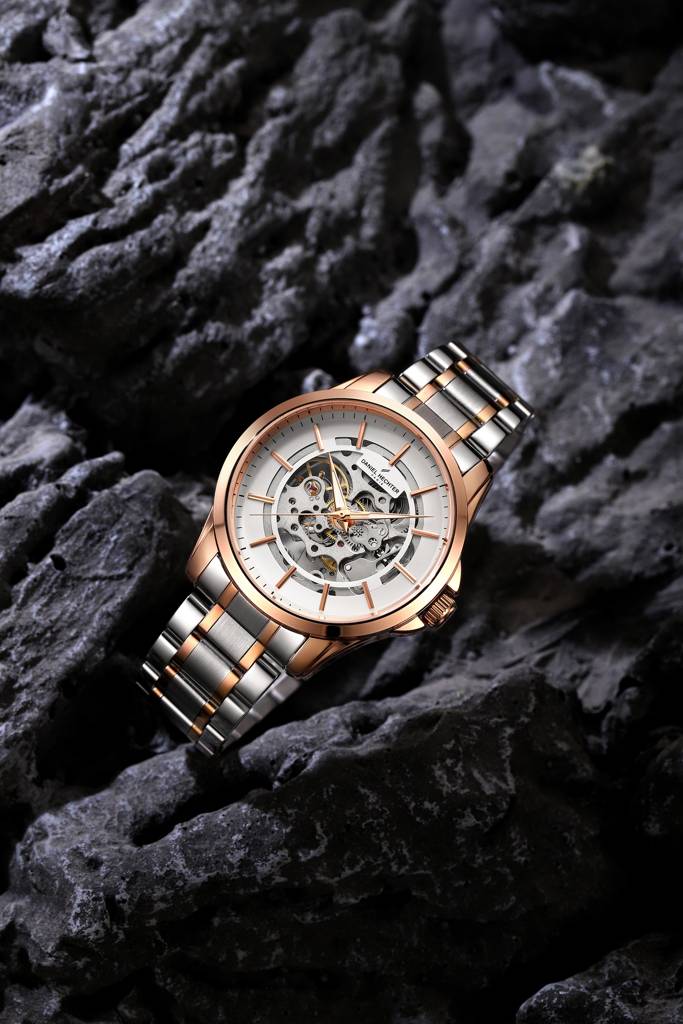 Paris Tech Collection Automatic Skeleton Wrist Watch For Men – Round Dial, Stainless Steel Strap, Mechanical Move : DHM1062-33