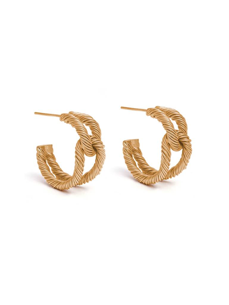 Golden Threaded Circular Hoops : Z02EA