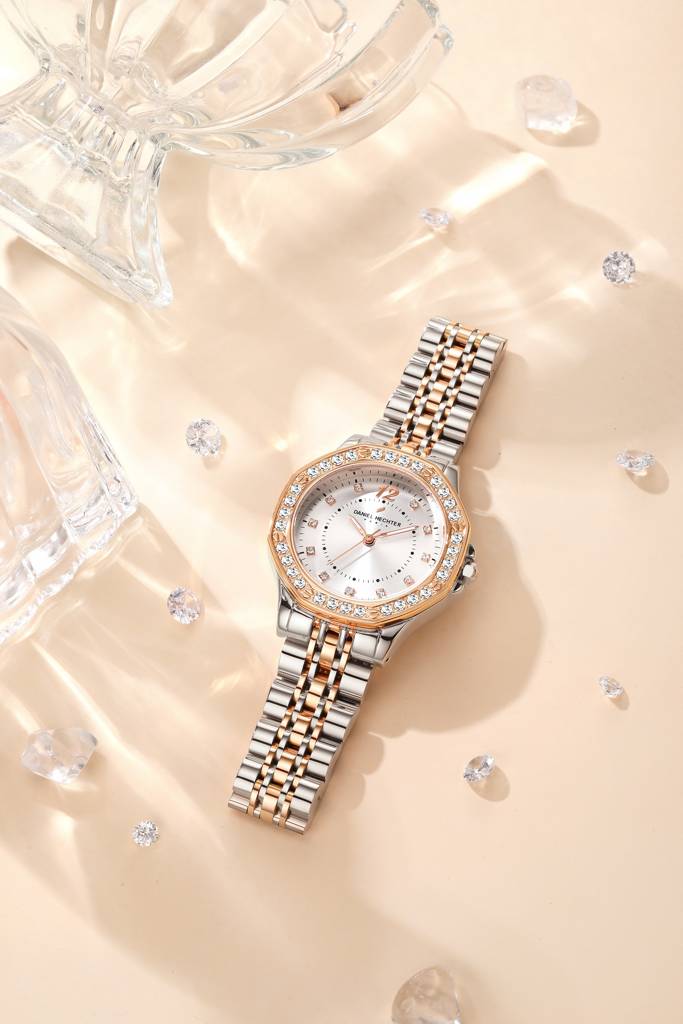 Daniel Hechter Paris Vendome Collection Analog Watch For Women With Crystal Studded Bezel, Crystal Accents And St : DHW2009-11