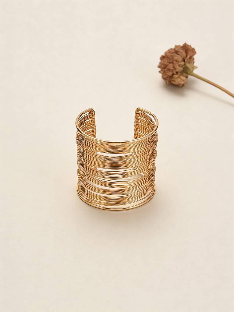 Gold Tones Multi Layered Designer  Cuff Bracelet : STBR8231