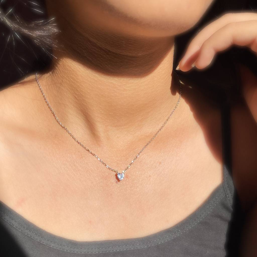 925 Silver Heart Solitaire Necklace : IS-NC-PC-1097