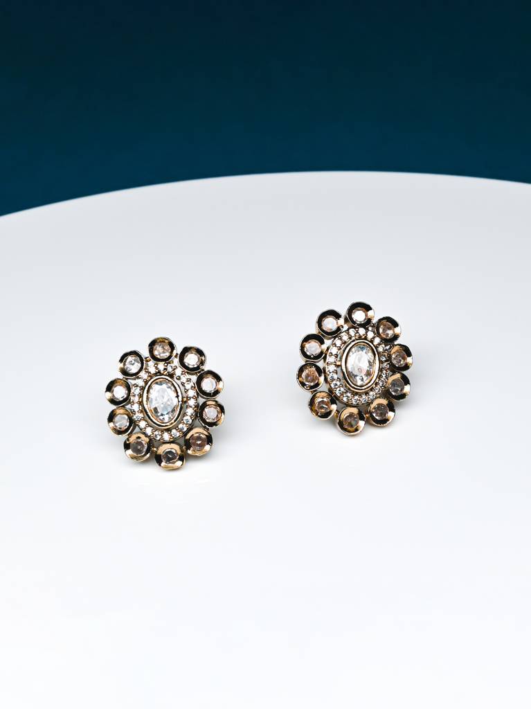Ishanvi Necklace With Earrings | American Diamond : RKNP000007