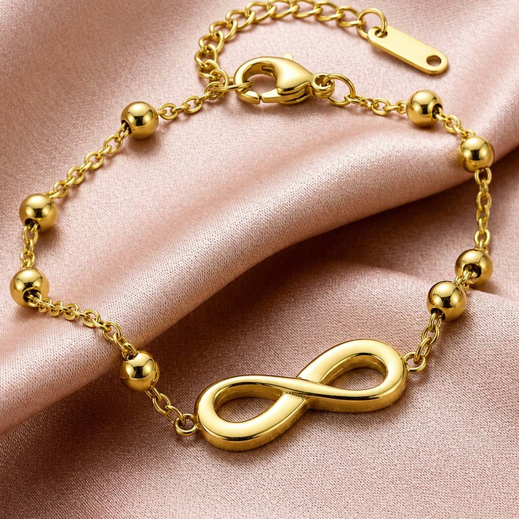 Infinity Grace Beaded Gold Anti-Tarnish Bracelet For Women : JW-HSPS60MB2032