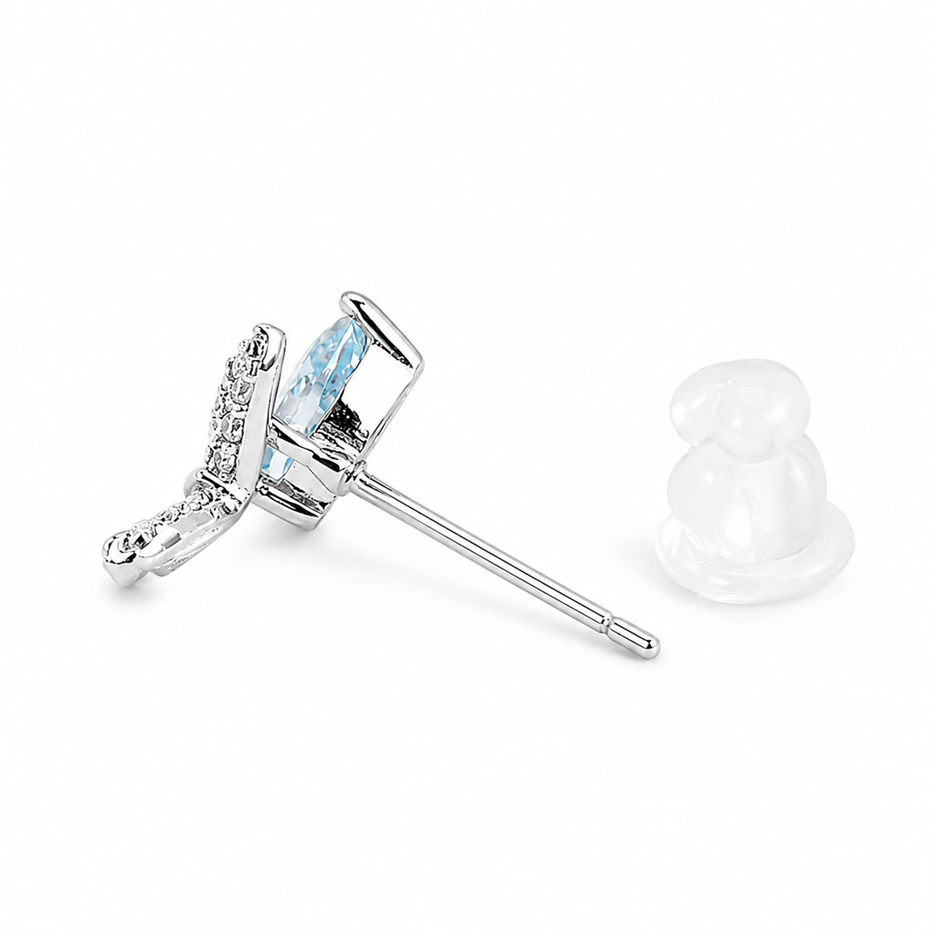 Silver Frostwing Aqua Spark Studs : WER00079
