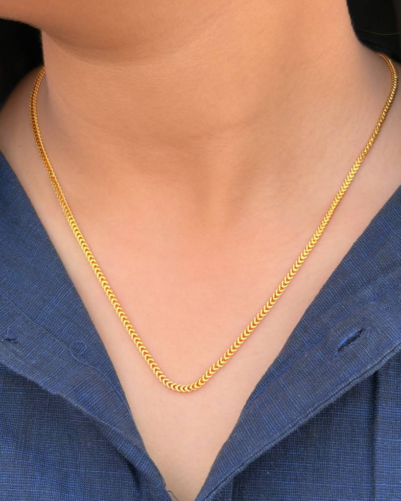 Gold Byzantine Chain For Women & Men | 22Kt Gold Plated | Pure 925 Sterling Silver : GP_CH076B_20