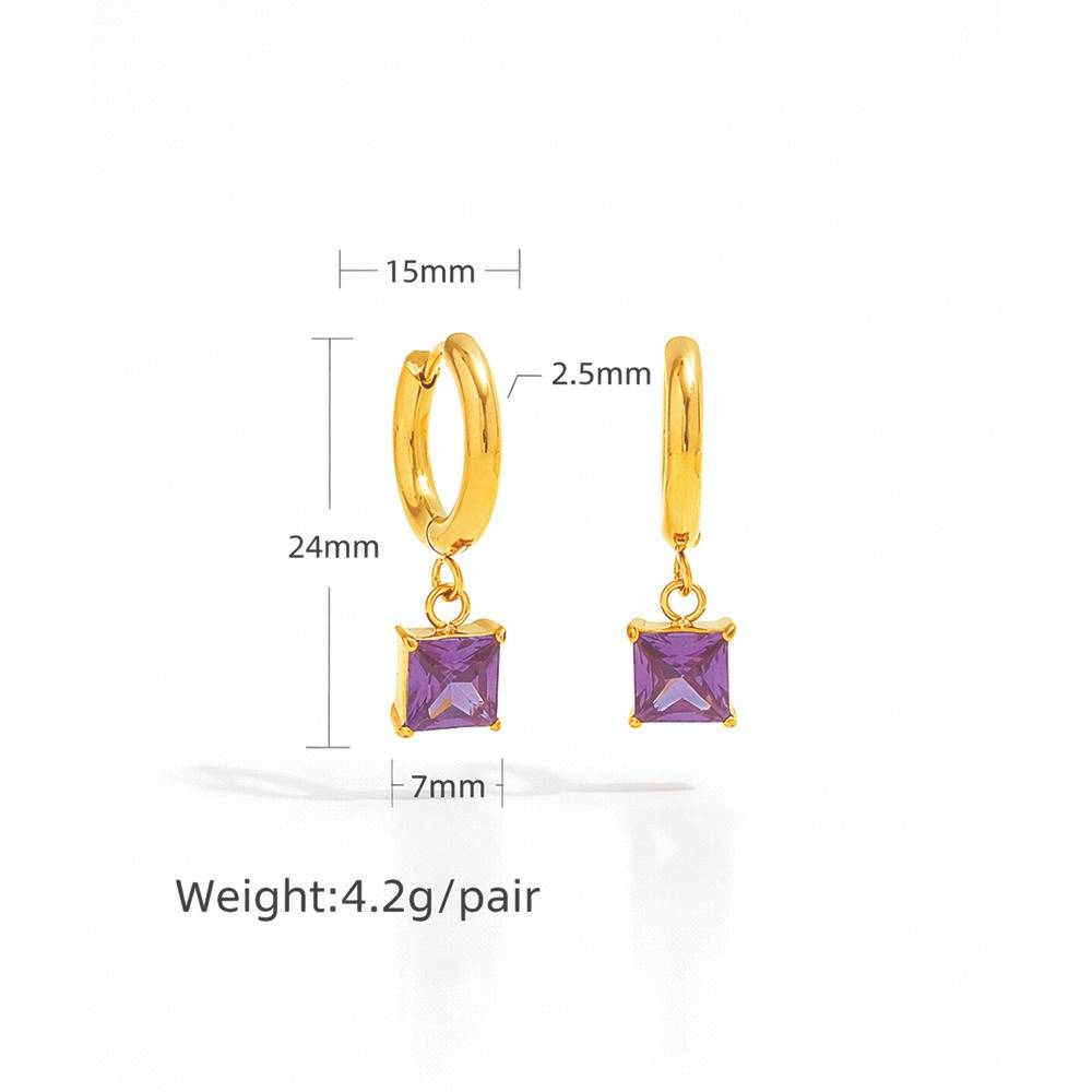 Women Gold-Toned Stone Hoop Drop Earrings : 1007502