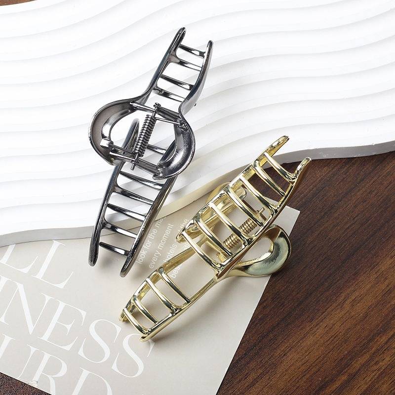 Gold Abstract Wave Hair Claw Clip For Women | Large Metal Hair Clip | Minimalist Non-Slip Hair Accessory : AST-HAIR-004