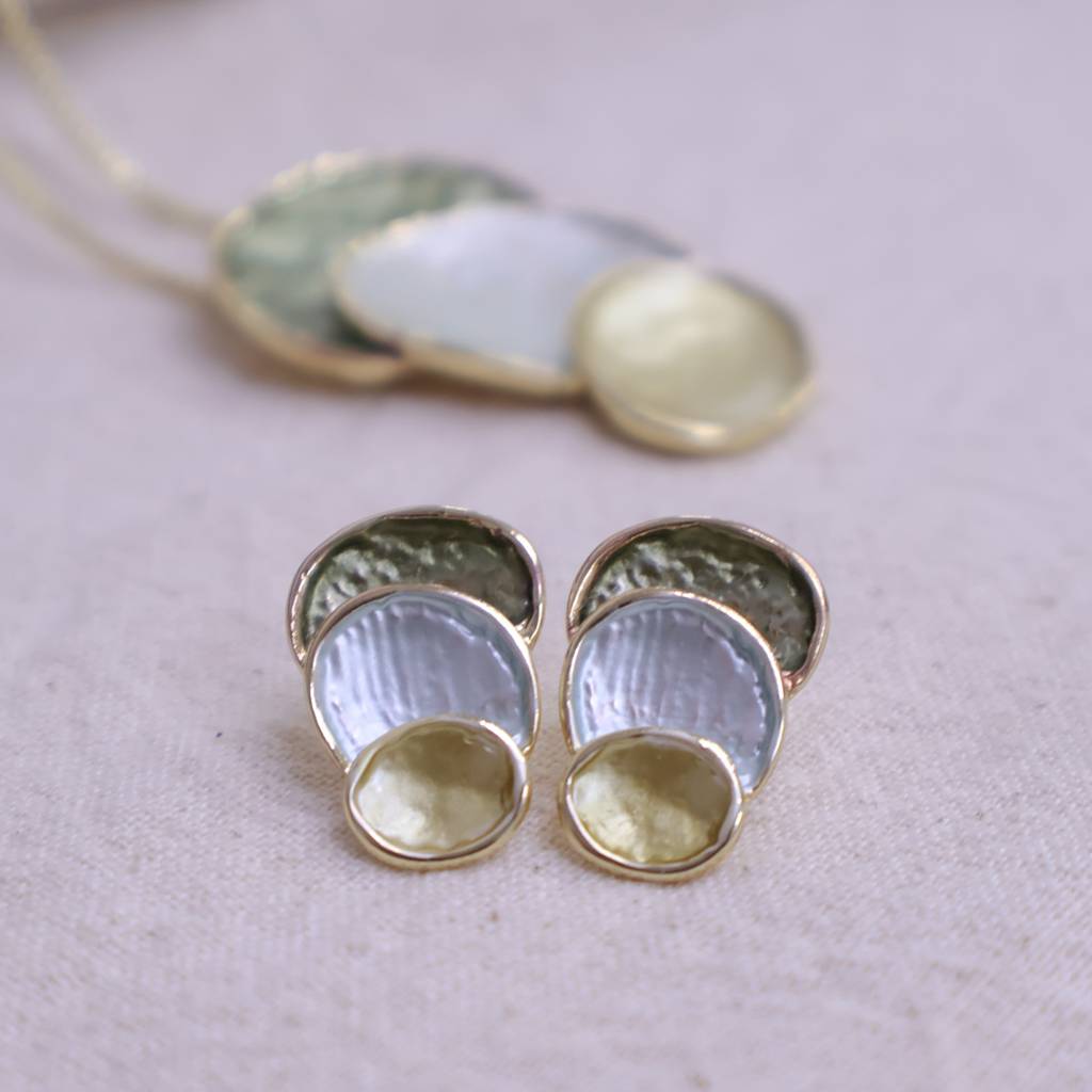 Women’S Abstract Layered Necklace Set With Earrings | Modern Gold Finish Designer Jewelry : LJPS002