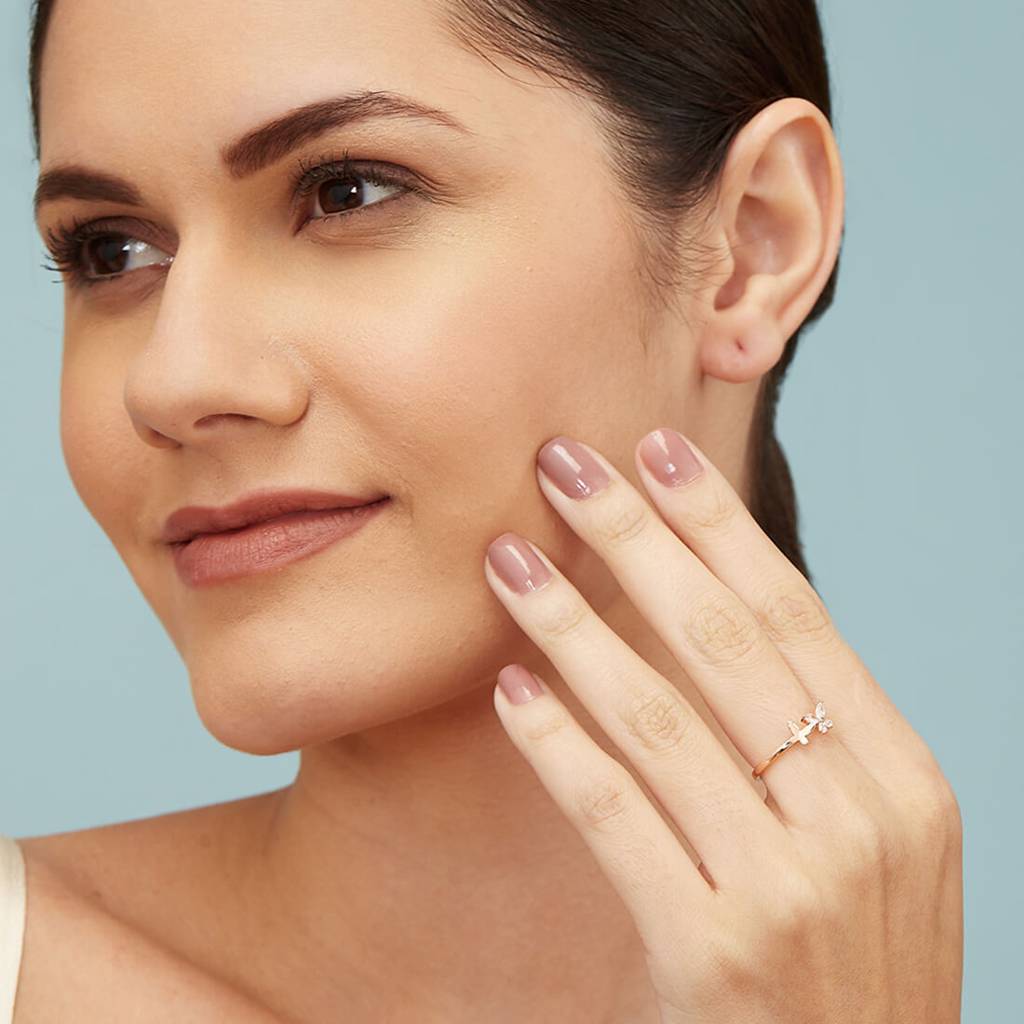 Butterfly 925 Silver Ring In Rose Gold (Adjustable) : RNG-40052