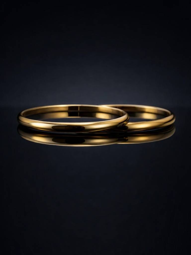 18K Gold Plain Thick Bangle 2'4 – Stainless Steel Kada : ATB798PTB24