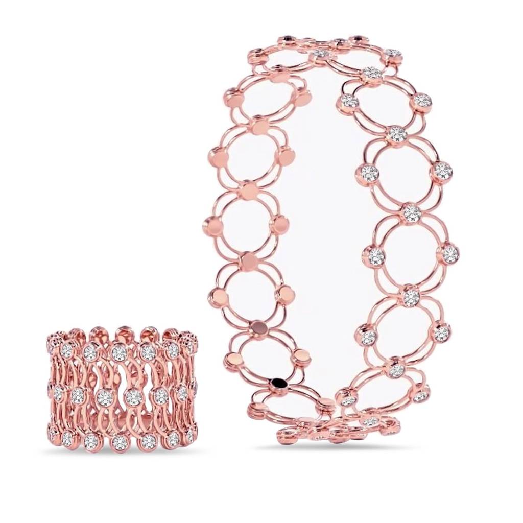 Cubic Zirconia Studded Fancy Bracelet Come Ring Jewellery For Women & Girls : PX8B106C