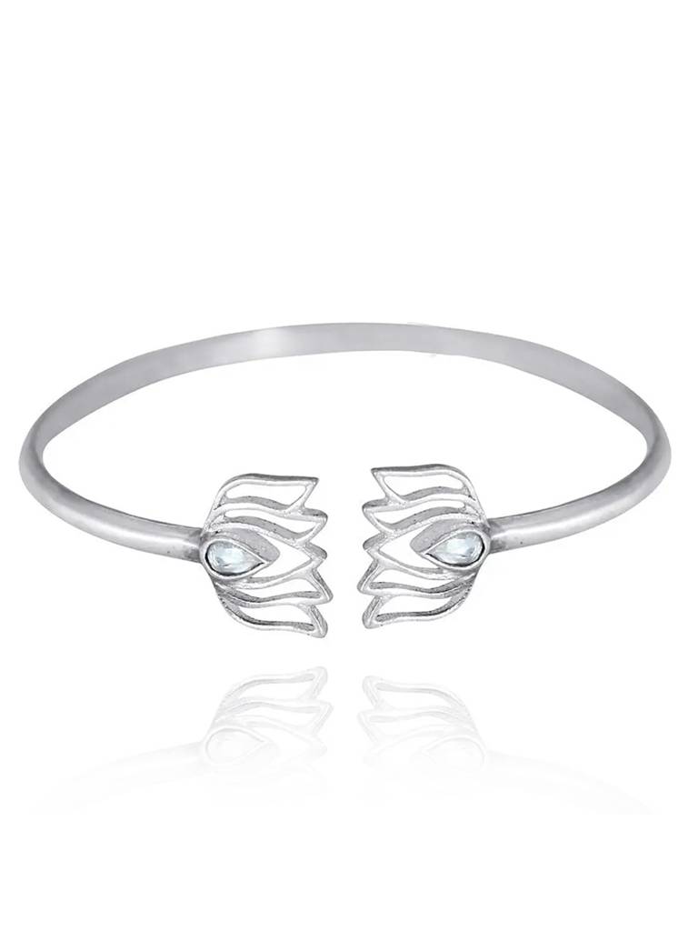 92.5 Silver Oxidize Lotus Bangle : U080S0008LB480