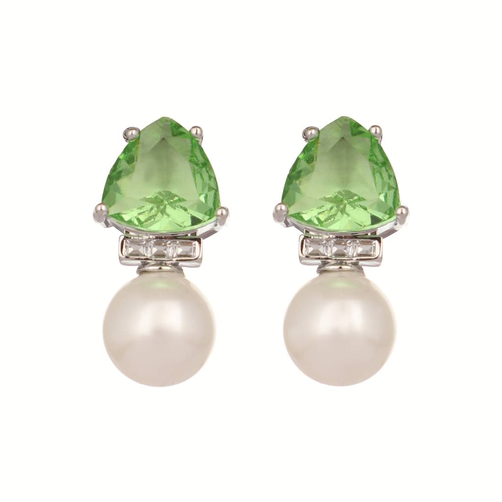 Green Emerald Elegance Anti Tarnish Studs : YI24A0294E