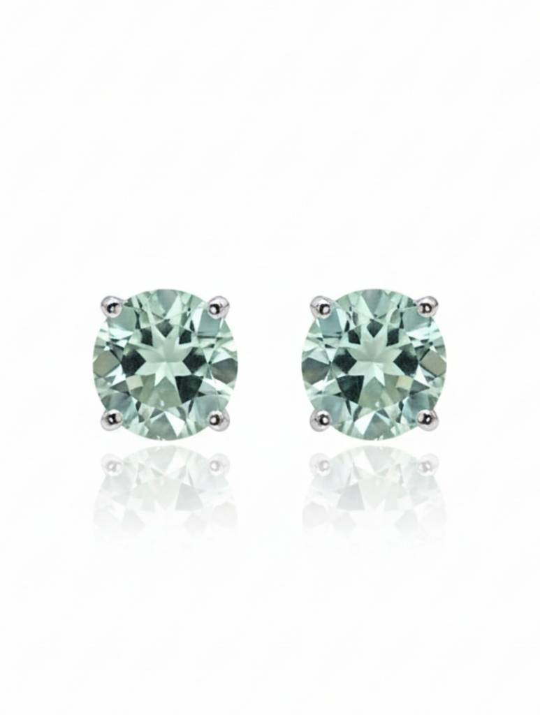 Kicky & Perky Natural Green Amethyst Stud Earrings In 925 Sterling Silver : VSILSME030