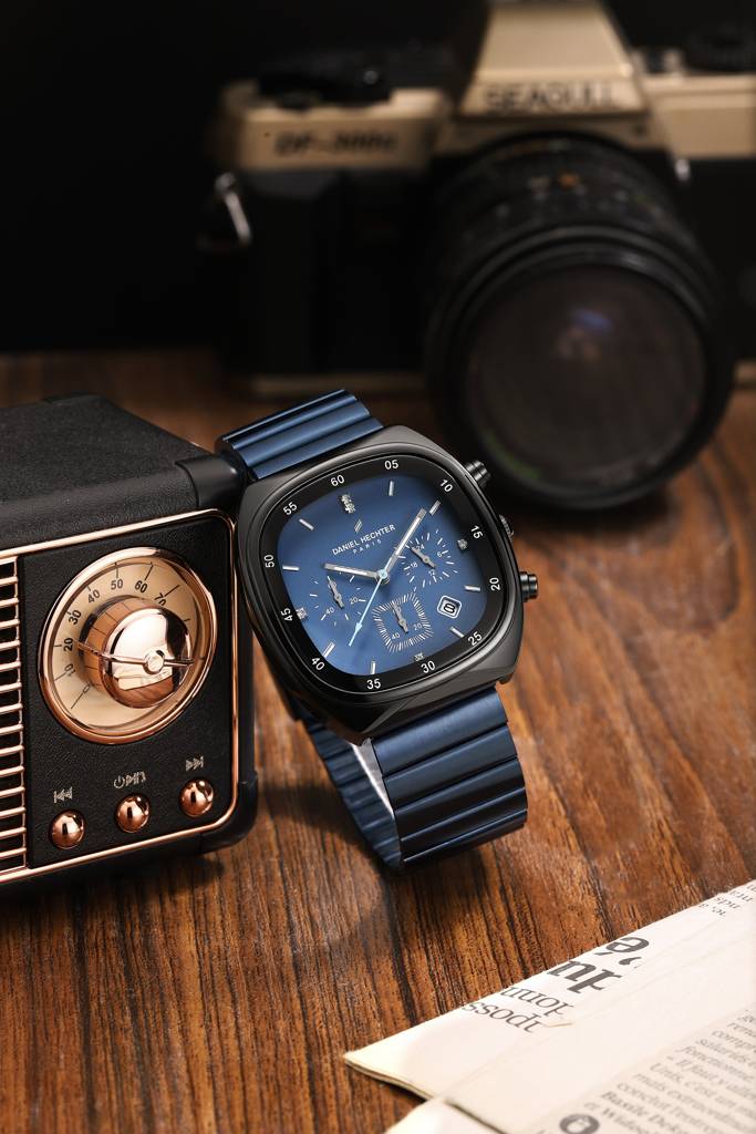 Daniel Hechter Paris Bercy Collection Modern Multi Functional Watch For Men With Square Dial And Stainless Steel  : DHM1001-55