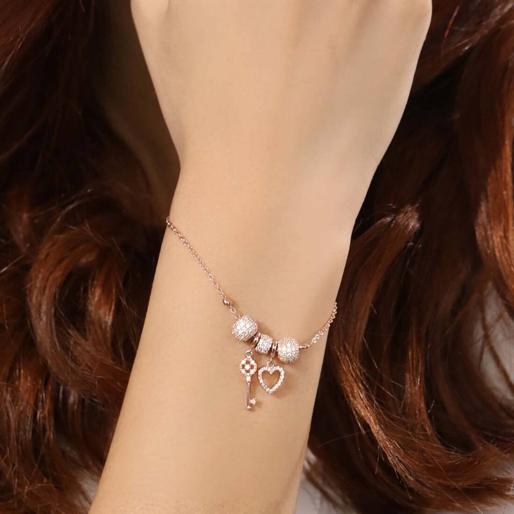 Key To The Heart 925 Silver Bracelet : BR-80010