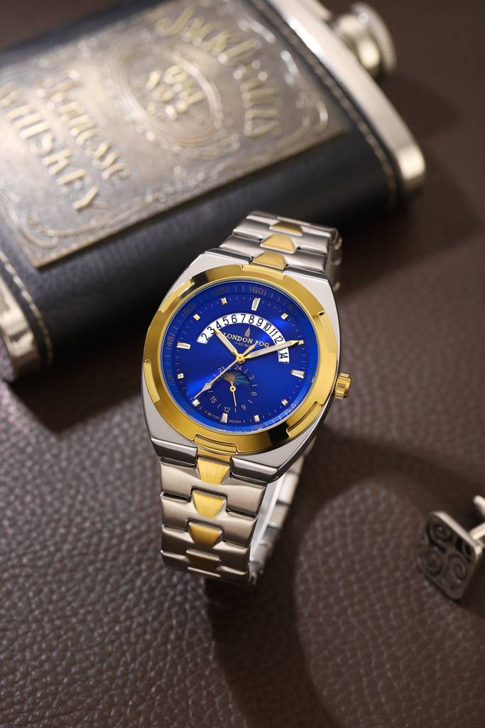 Camden Collection Analog Quartz Watch For Men With Round Dial, Retrograde Date Display, 24-Hour Day-Night Indica : LFM10021-33