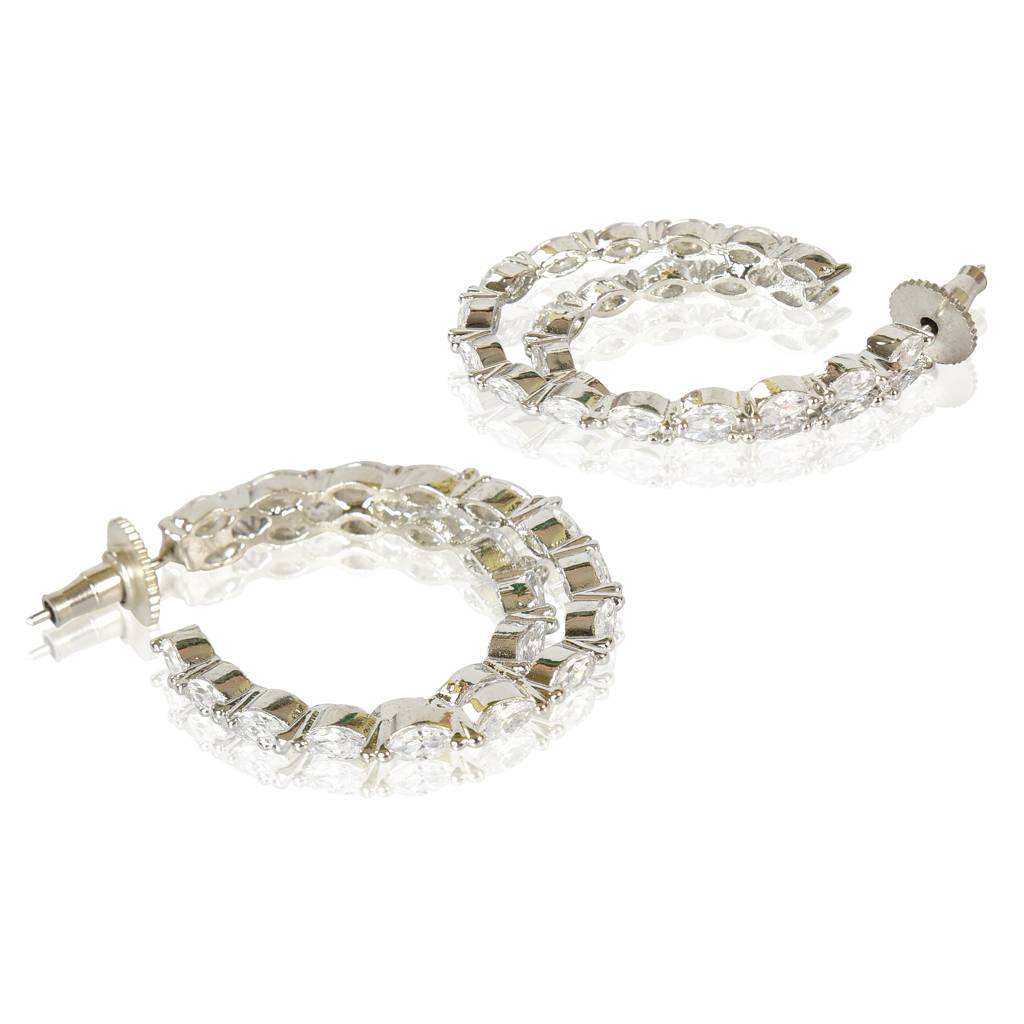 Double Hoop Zirconia Half Bali Earrings : IE909