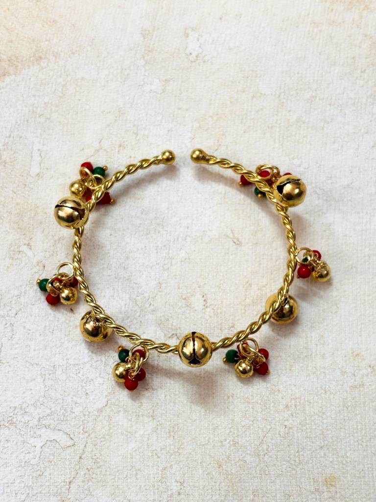 Set Of 2 Gold-Plated Beaded - Kashmiri Ghungroo Bangles : VI26BC100037