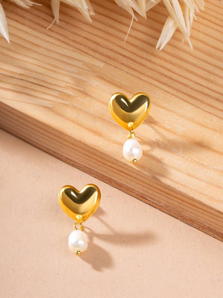 Palmonas Heartcore Pearl Drop Earring For Women - Waterproof & Anti-Tarnish : ER0224