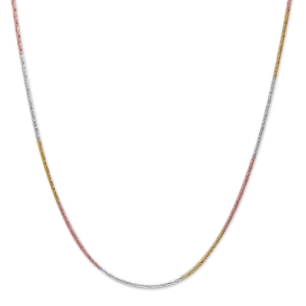 Tri-Tone Elegance Triple-Plated 925 Sterling Silver Chain : CH-10053-RGRG-18-INCH