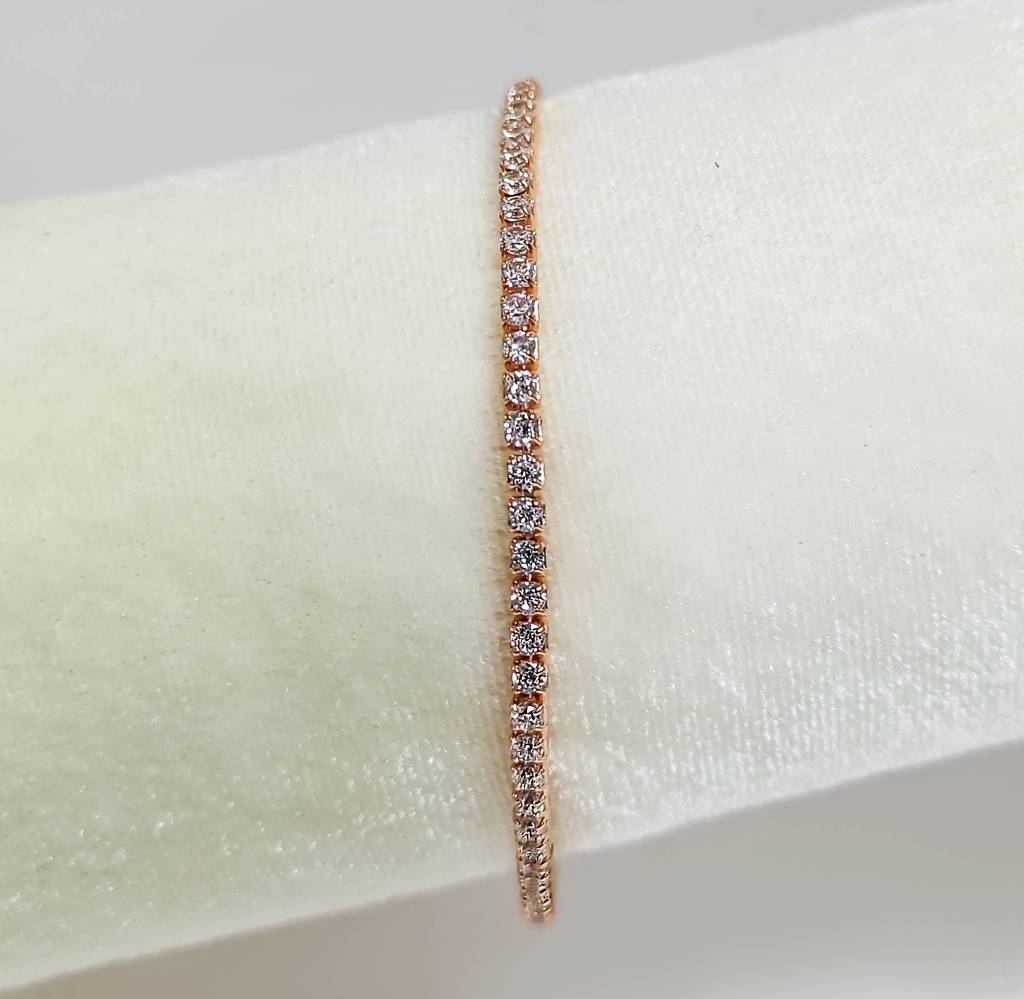 925 Silver Rose Gold Tennis Bracelet : IS-BR-CH-1072