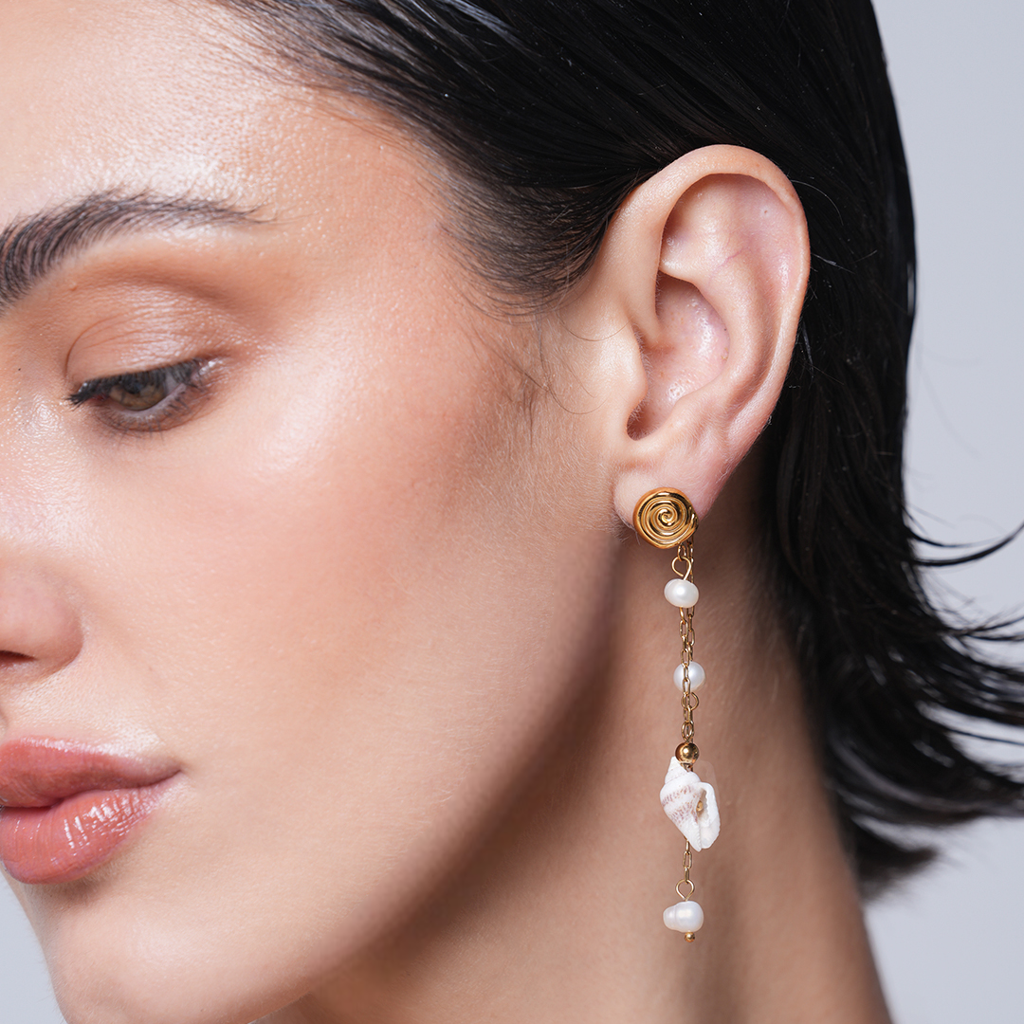 Sea Shell Drop Earrings : CAO0016JND