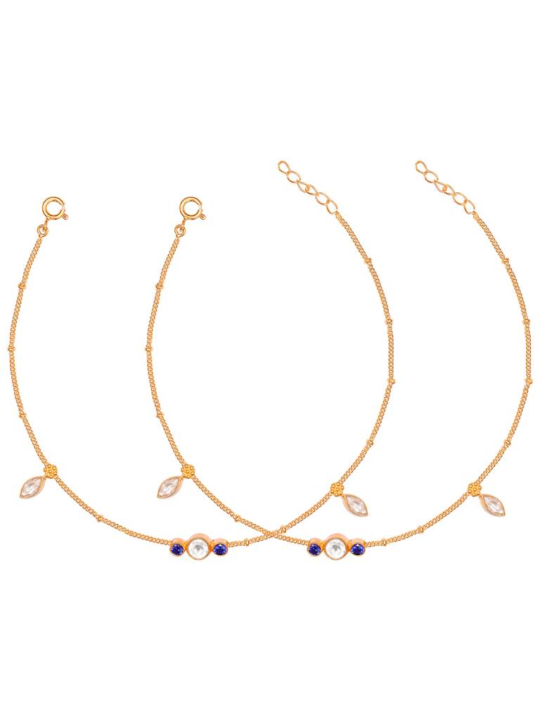 Silver 92.5 Anklet With Blue And White Zircon : U080SO09LA0291