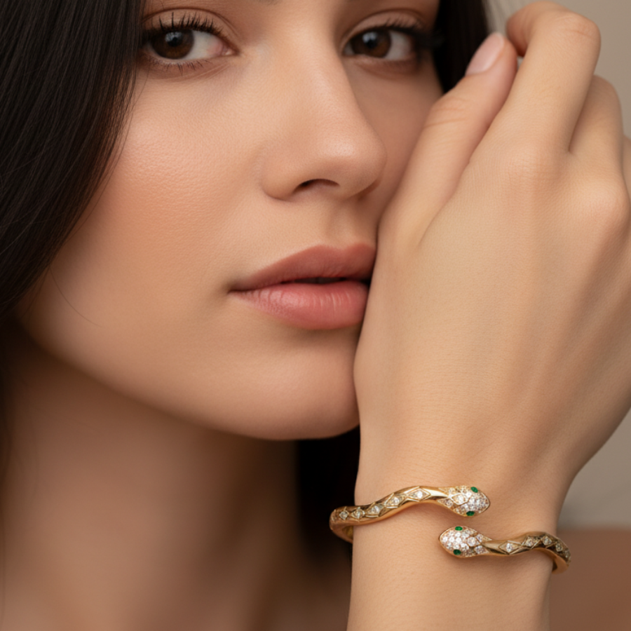 Mini Snake Bracelet For Women | Minimal Bar Accent Bracelet Jewellery : 8444359754