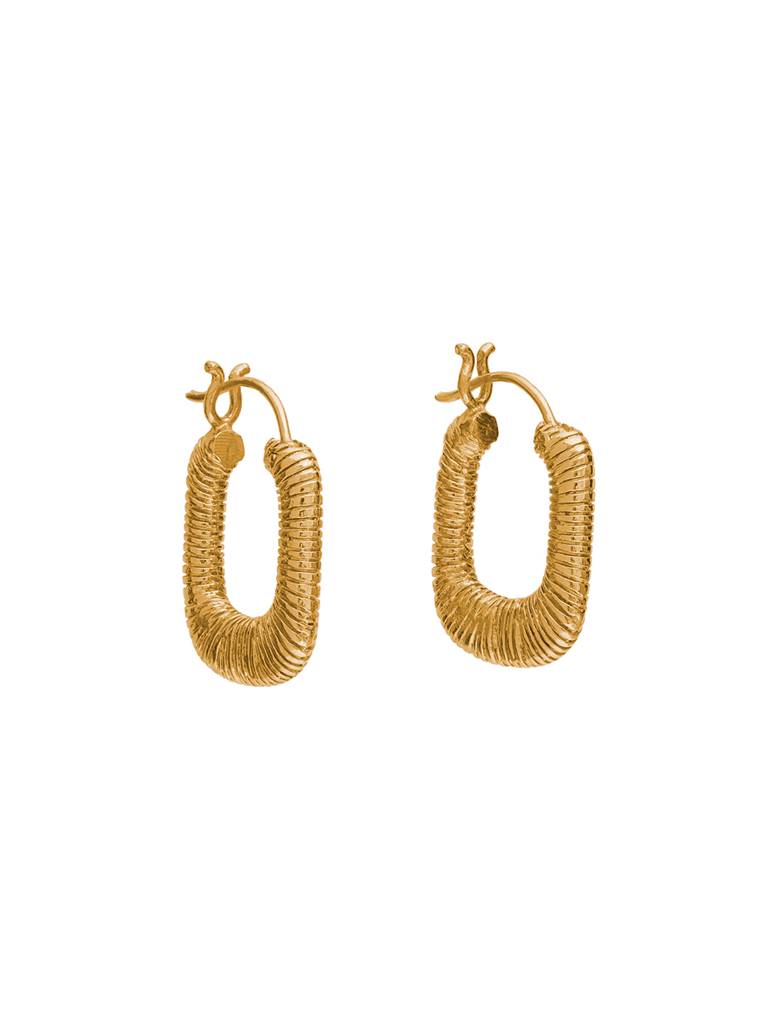 Golden Threaded Rectangular Hoops : Z01EA