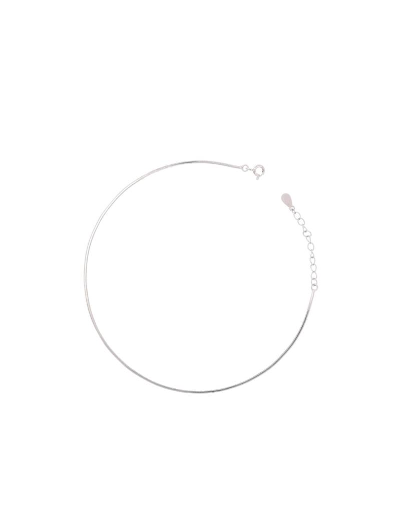 Classic Round Snake Sterling Silver Anklet : AK-10025-1-R