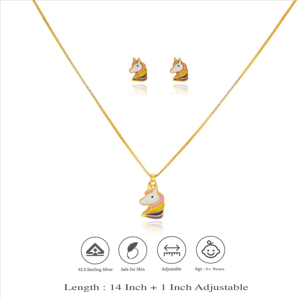 925 Silver Horse Pendant Set For Kids : KP-KP-GO-U-136-P