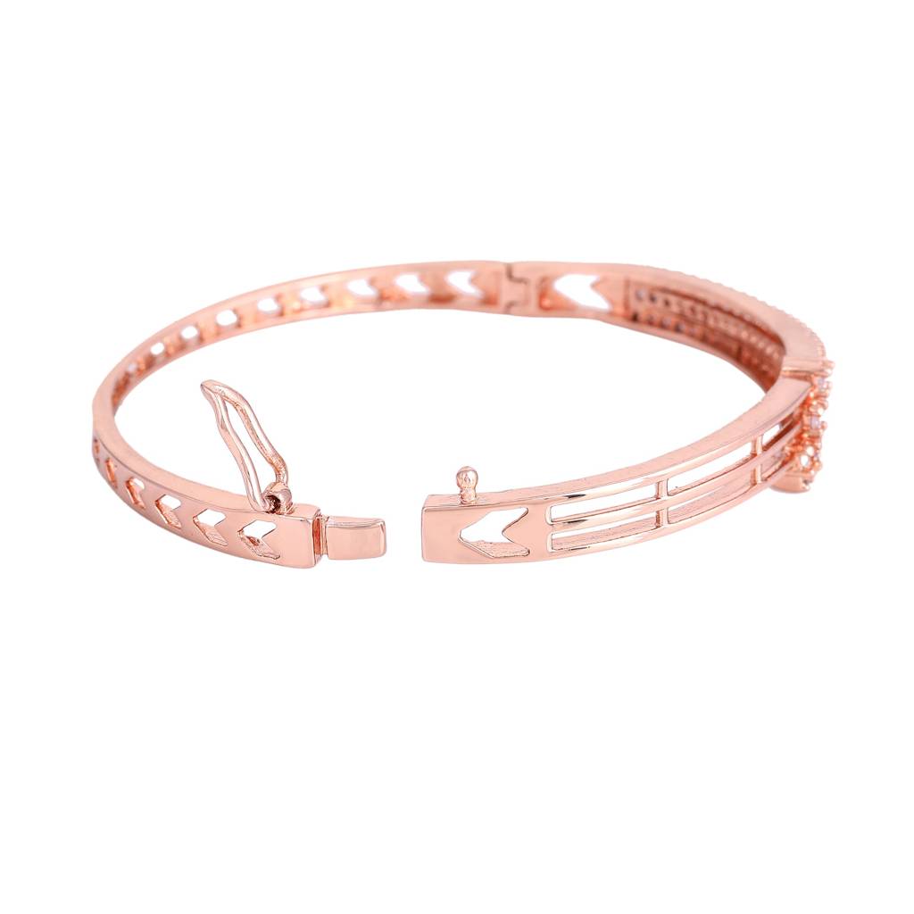 Opulent Glow: Radiant American Diamond Bracelet With Glossy Rosegold Plated For Women : AD-082-RGWEBR