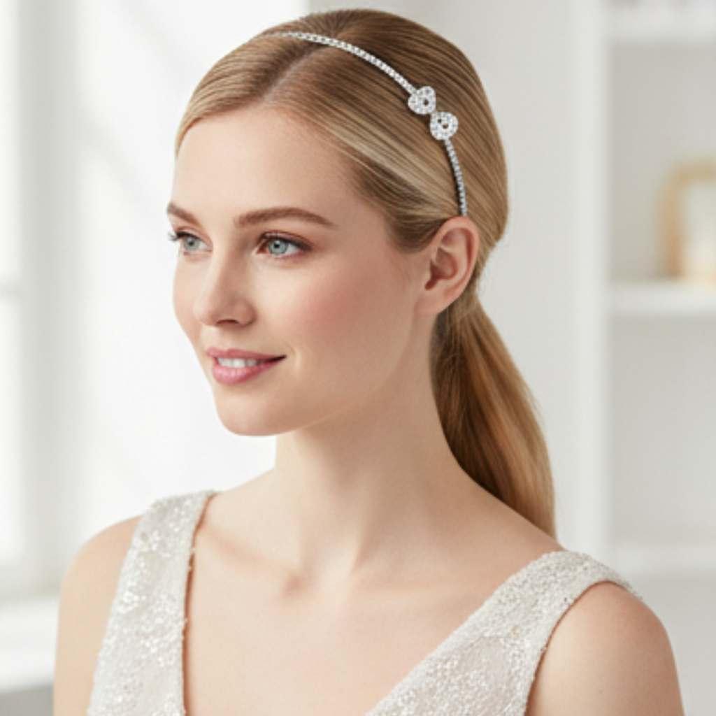Bridal Teardrop Crystal Headband For Women Silver Rhinestone Wedding Tiara Hair Band Elegant Party Wear Designe : M4SK-T-WHITE