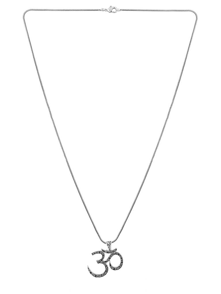 Spiritual Om Aura Silver Pendant Necklace For Men : 8905124579222