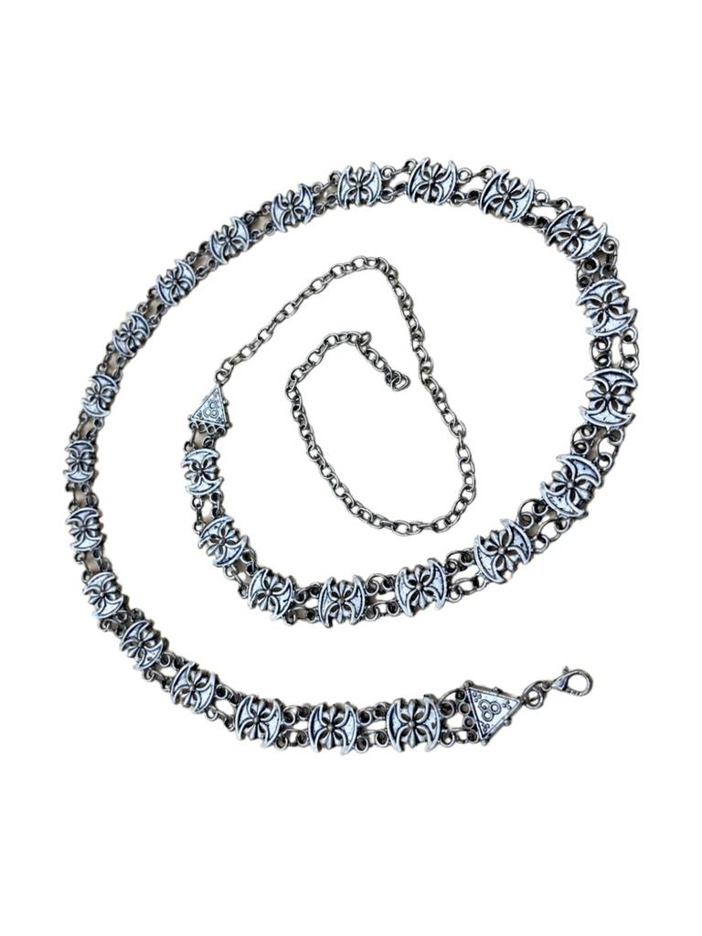 Oxidized Silver-Plated Antique Linked Waist Chain : VI26KB10001
