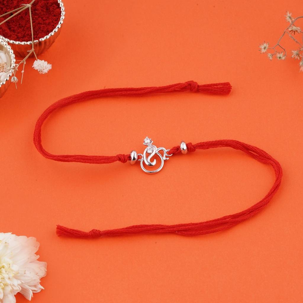 Silver Om Mini Ganesha Rakhi : ZLRH-1010