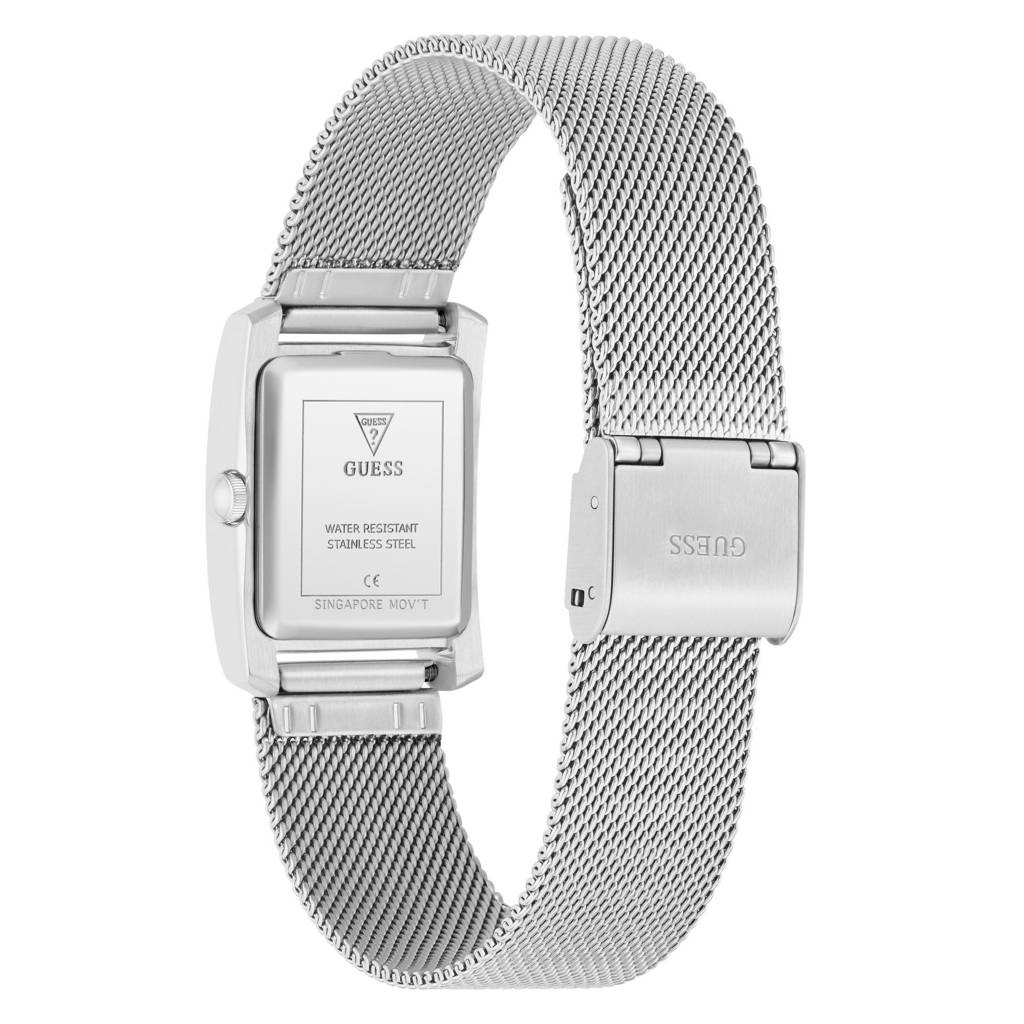 Guess Rectangle 23Mm White Dial Analog Women Watch - Gw0997L1 : GW0997L1
