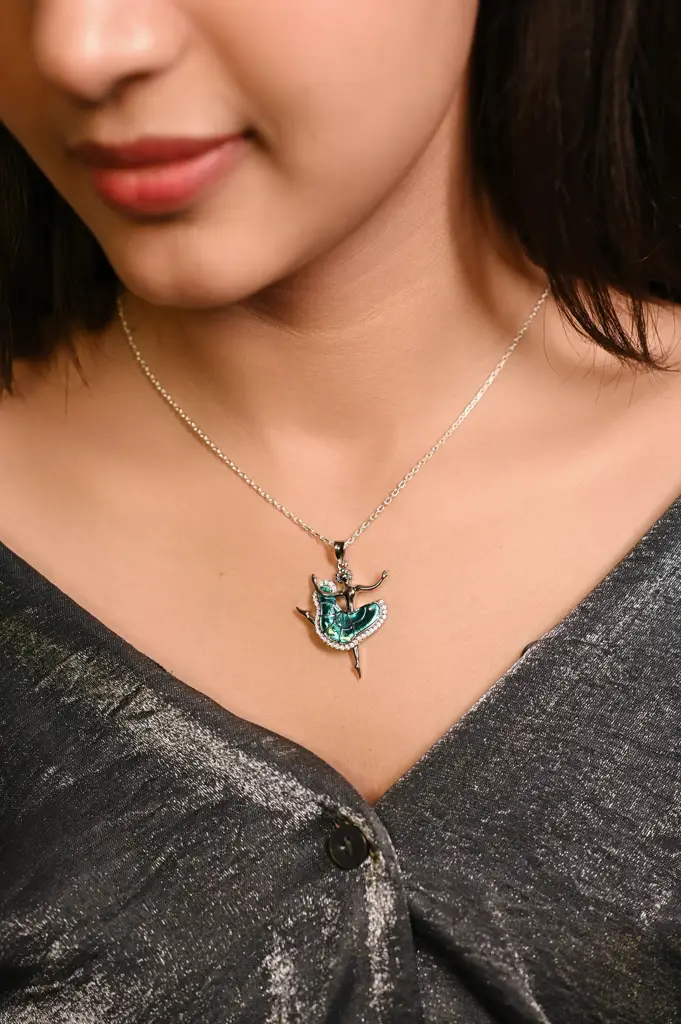 Silver Classic Dancing  Ballerina Necklace : KN035
