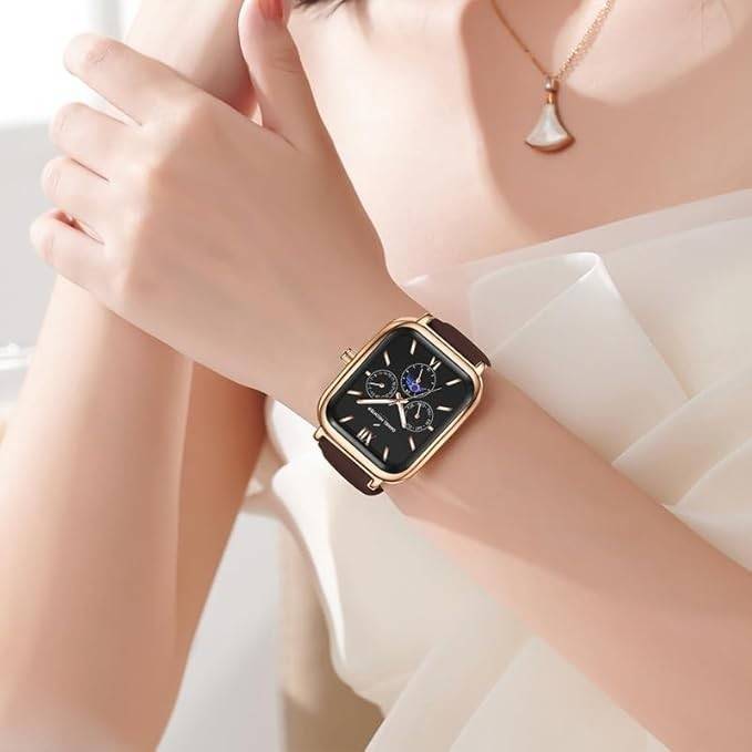 Daniel Hechter Paris Montmartre Unisex Multifunction Square Watch Â Black Dial With Day-Date & 24-Hour Subdial : DHU-1001-01