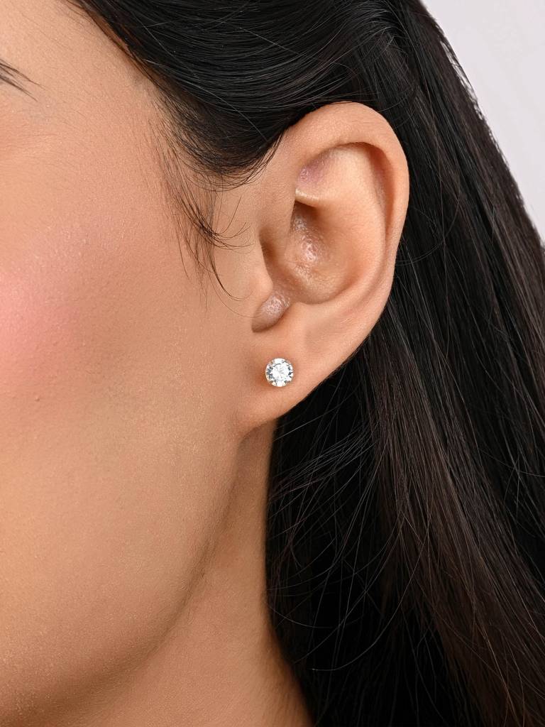 Classic Round Cz Stud Earrings : JDER2467