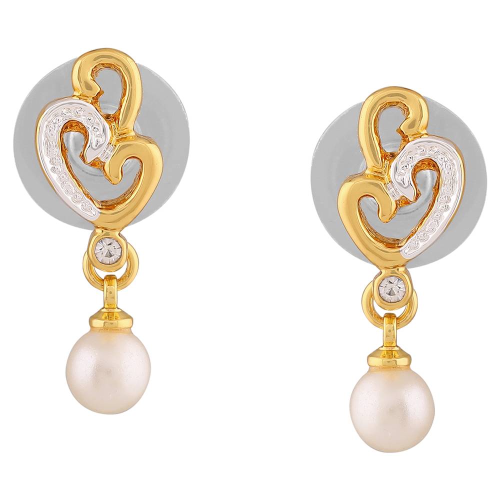 Estele Gold And Rhodium Plated Cloud Designer Earrings With Pearl For Girls And Women : 8548-ERER