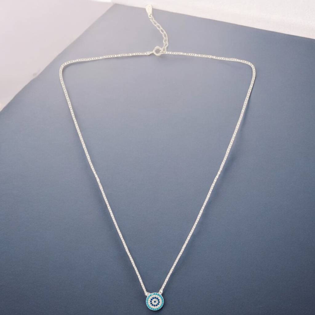 925 Silver Round Evil Eye Necklace : HP-NK-PSS-02