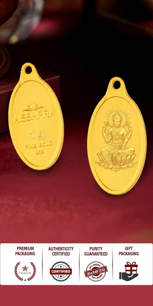 24 Kt 2 Gram Gold Coin Pendant Lakshmi Ji - 999 Purity : AGJ-Gld-Coin-999-LAX-01