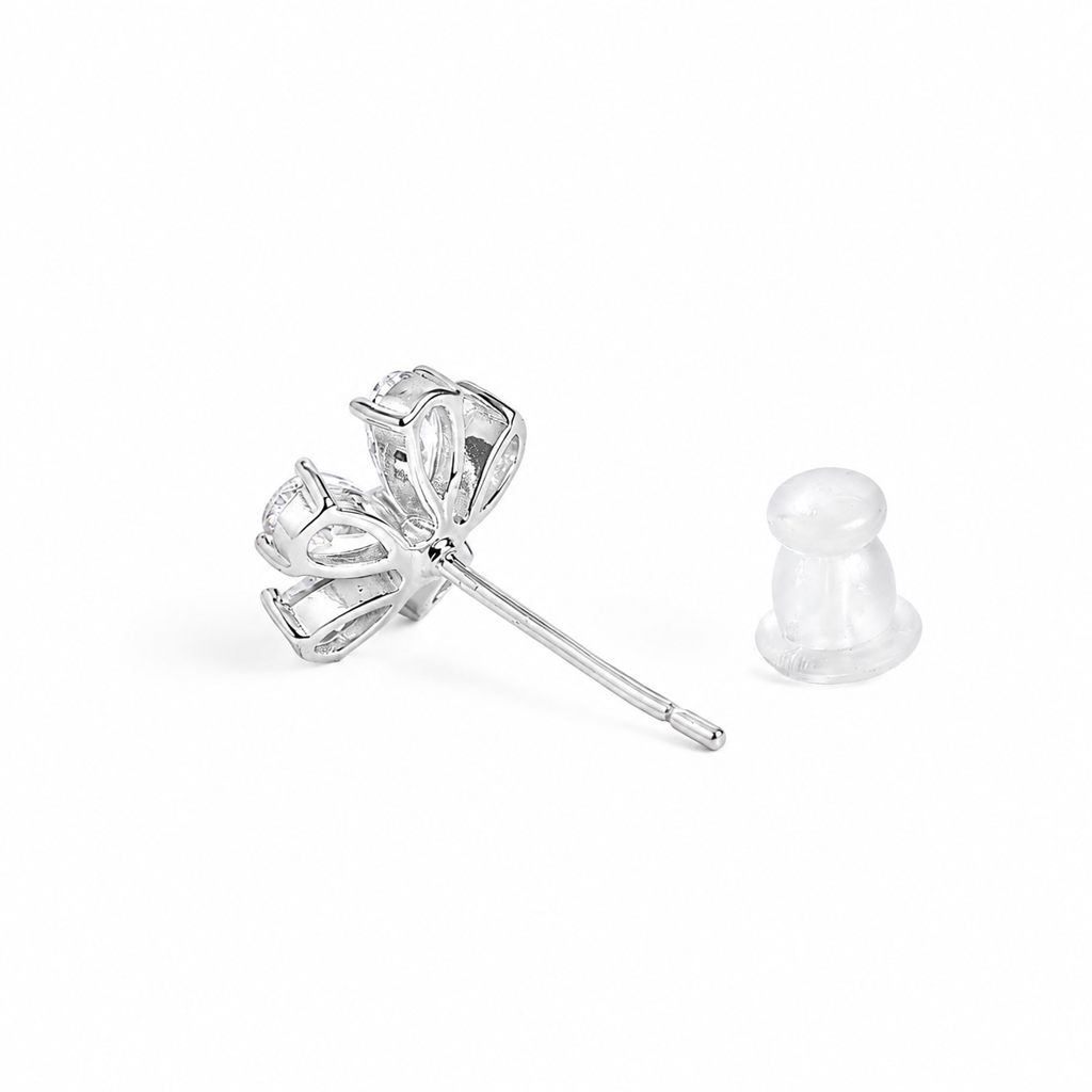 Silver Luxe Flower Sparkle Earrings : WER00080