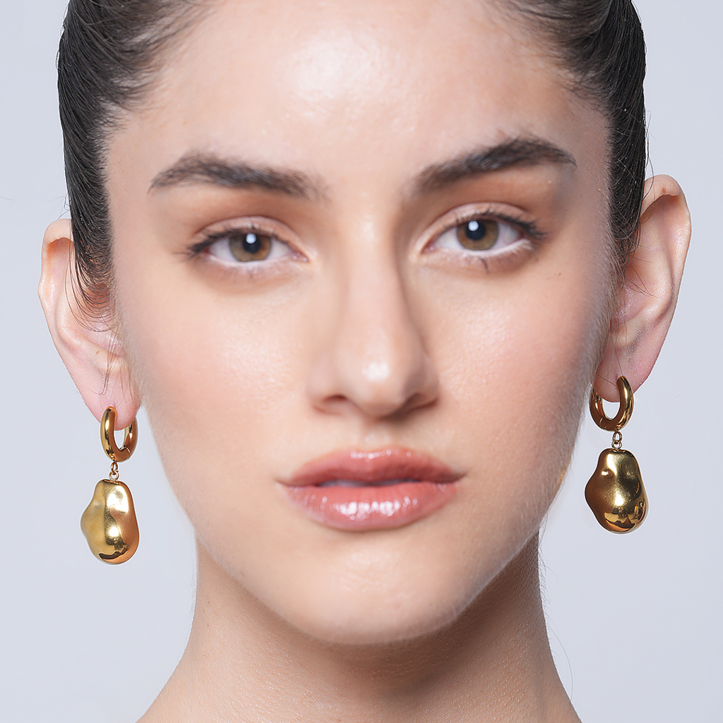 Simple Special-Shaped Steel Bead Pendant Earrings : CAO0007JND